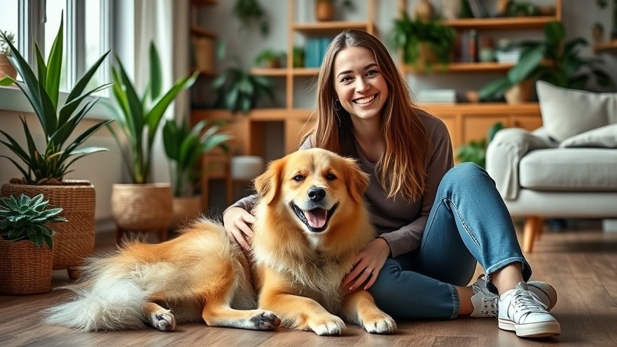 Young woman enjoying time with her emotional support dog in a cozy living room.