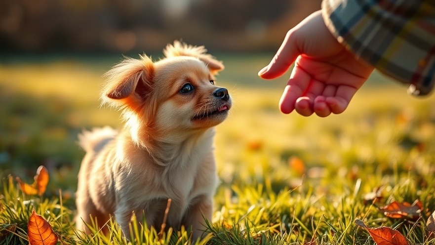 Adorable small dog engaging with a person in autumn, highlighting understanding canine mobility problems.
