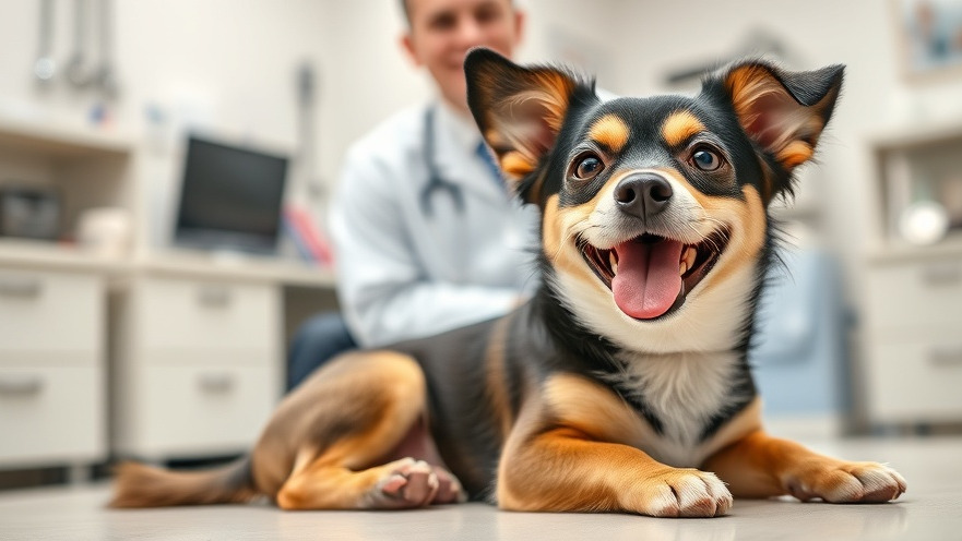 Small dog enjoying care in a vet office, highlighting osteoarthritis treatment for dogs.