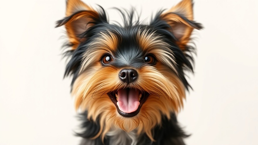 Happy Yorkshire Terrier symbolizing dog health and vitality in vibrant, playful colors.