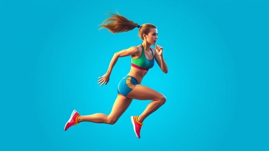 Dynamic mid-run woman illustration highlighting healthspan and women's health.