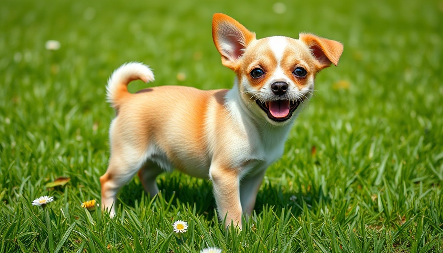 Small dog in grass, linked to best food for small dogs.