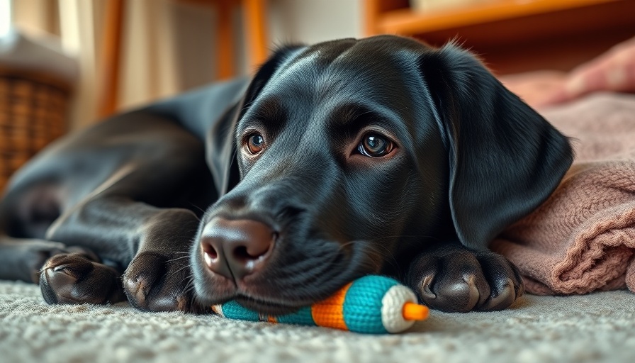 Ideal weight for Labrador resting indoors with a toy.