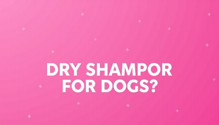 Text asking about dry dog shampoo on vibrant gradient background.