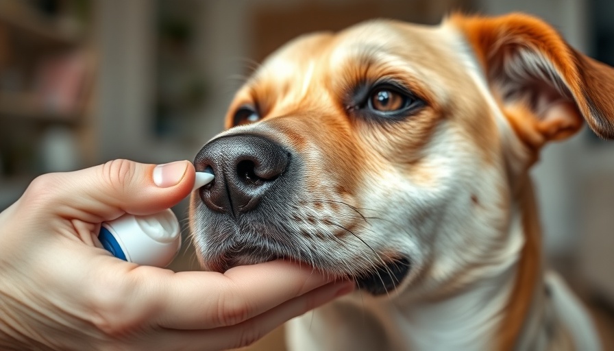 Dog receiving treatment with cream, close-up view.