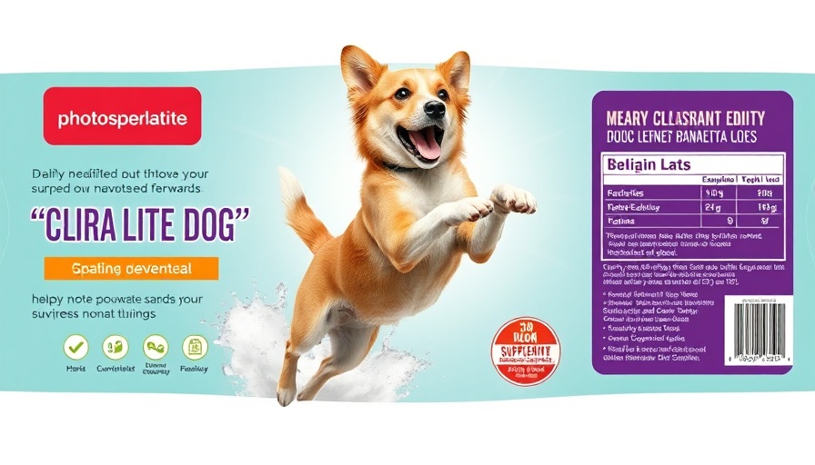 Dog supplement packaging highlighting health tips for dog owners