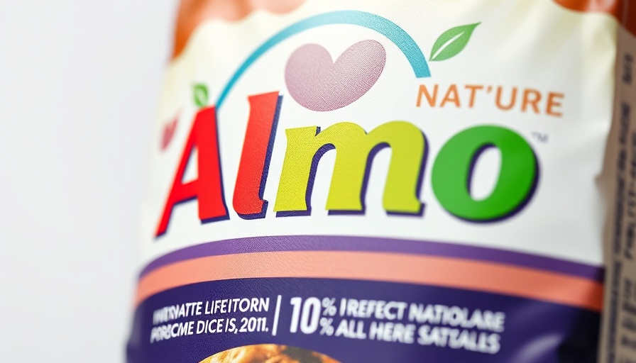 Vibrant Almo Nature dog food label featuring product details.