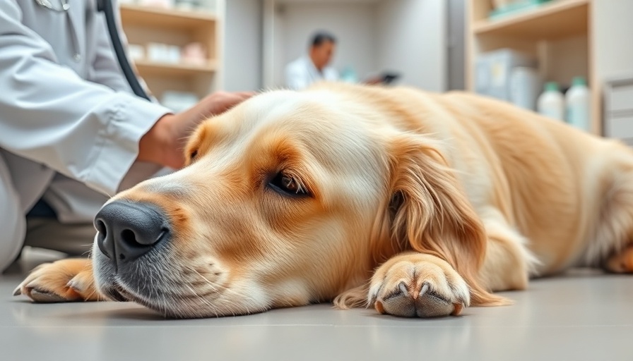 Golden retriever examined by vet, signs your dog might be sick.