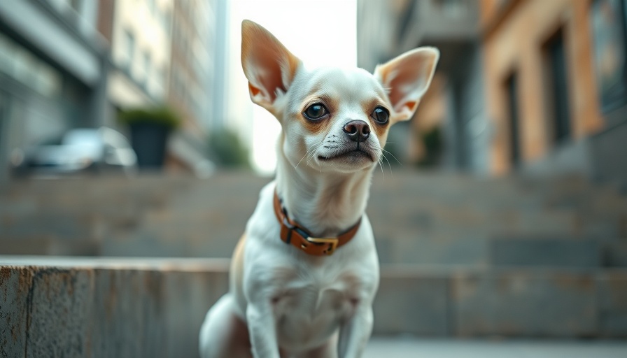 Chihuahua with a big personality, small dog breed on steps.