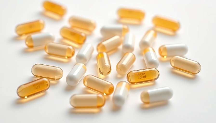 Shiny CoQ10 capsules on a bright surface.