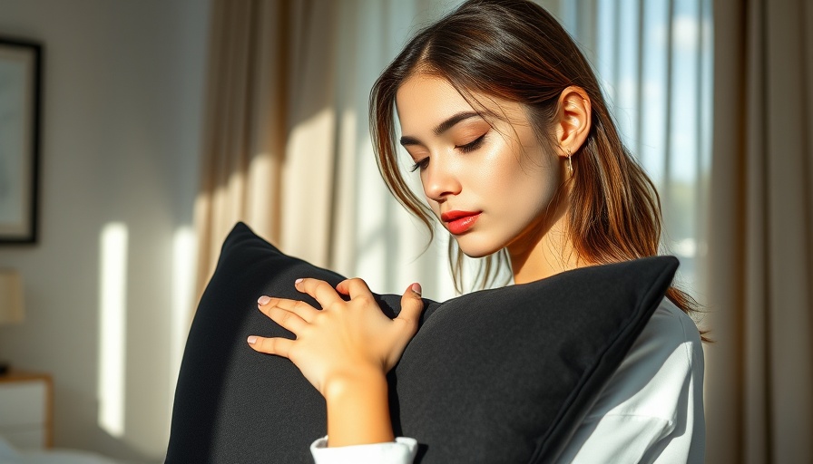 Reflective young woman holding pillow in serene light, connected to deceased dog signs.