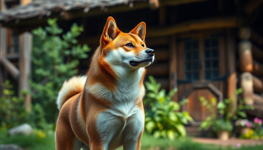 Shiba Inu standing confidently for magical quest.