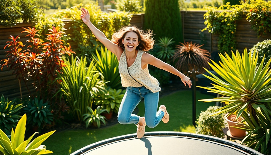 Benefits of rebounding for your health shown by young woman on trampoline