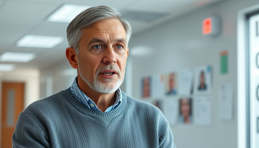 Middle-aged man discusses StemWave Therapy for Pain Relief in clinic setting.