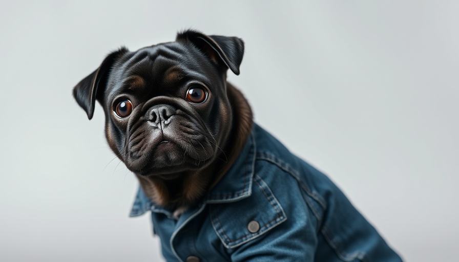 Adorable black pug in denim jacket, pet tax write-offs.