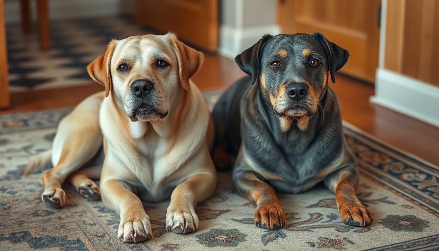 Aging dogs in a cozy home setting.
