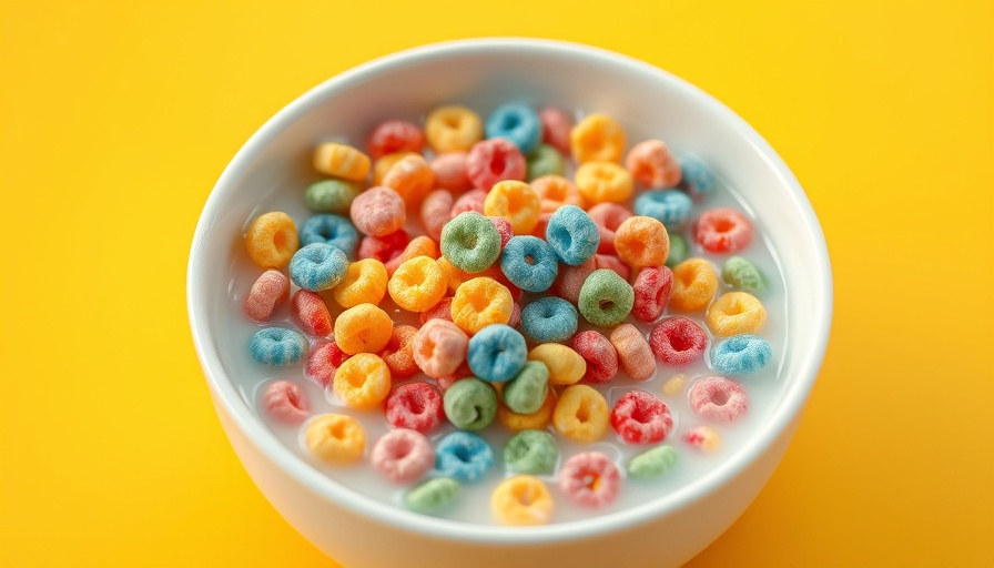 Colorful cereal in a bowl depicting ultra-processed foods health effects.
