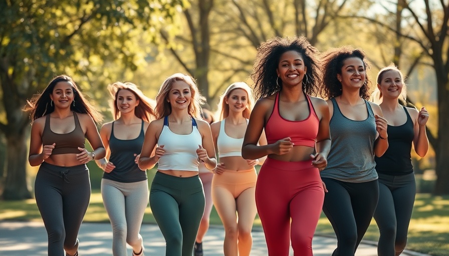 Group of women walking in sunlight, active exercise outdoors.