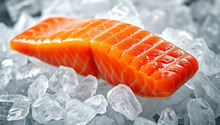 Fresh salmon fillet on ice highlighting benefits of a pescatarian diet.