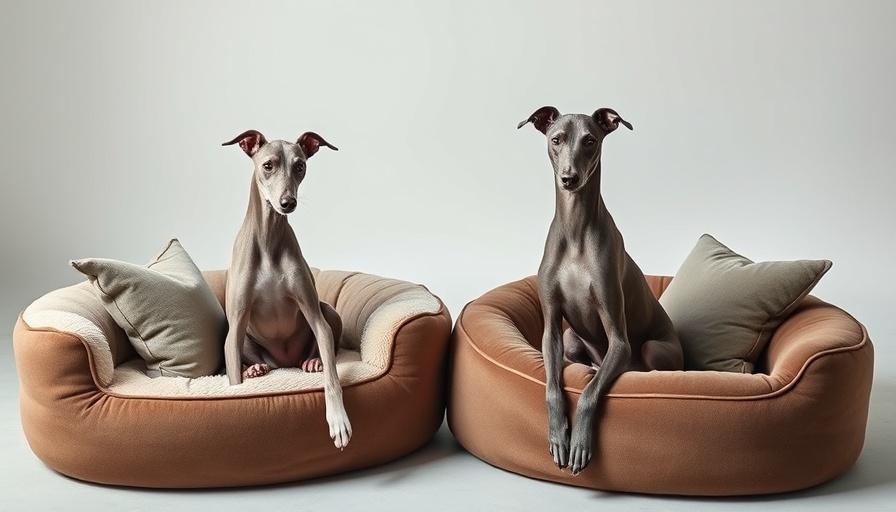 Italian Greyhounds on NOAH & PAW Elevated Pet Essentials beds.