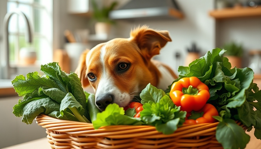 Dog exploring vegetables, highlighting fiber benefits for dogs.