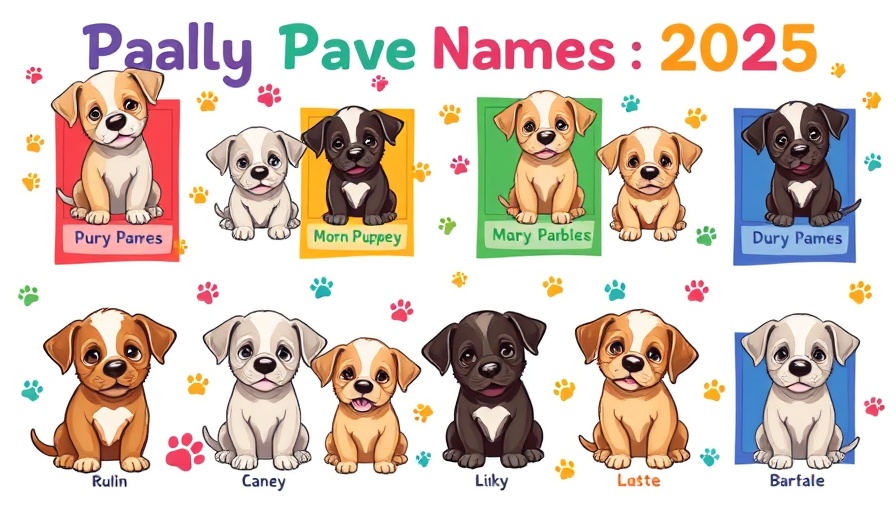 Playful puppy collage showcasing 2025 dog names trends.