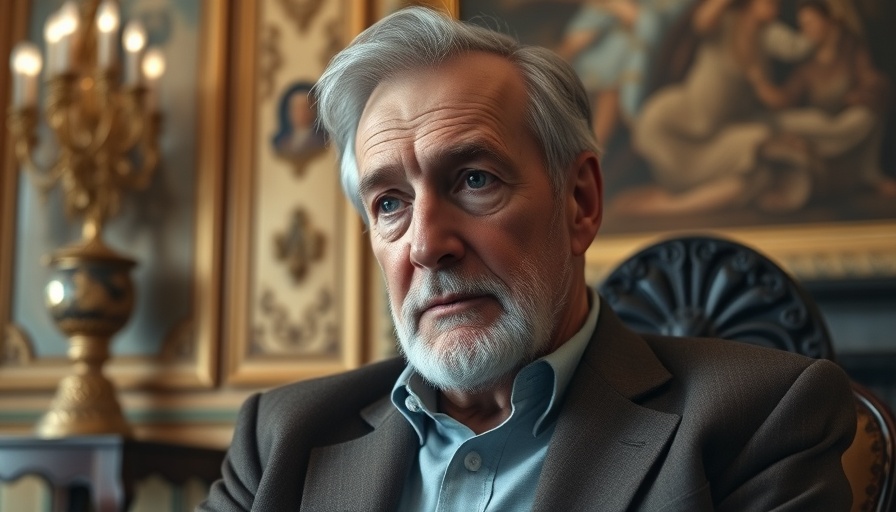 Older man sitting contemplatively in an elegant room, chronic venous insufficiency context.