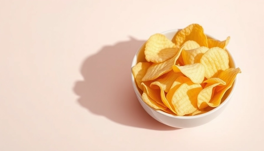 Potato chips in a wooden bowl, ultra-processed foods lifespan concept.