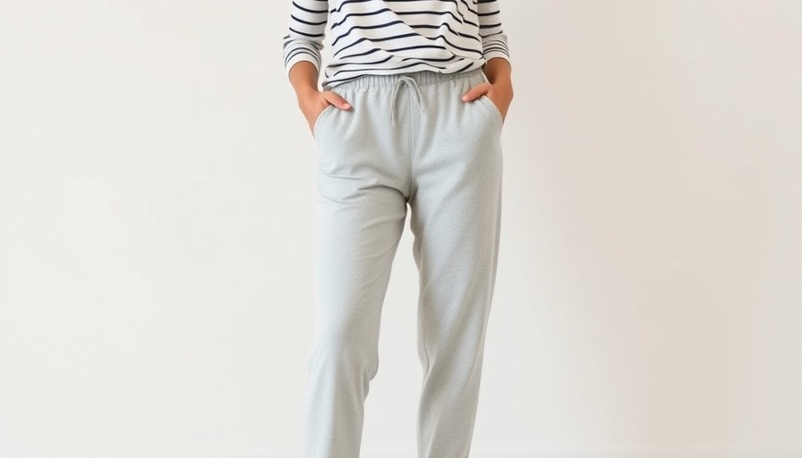 Close-up of woman modeling best sweatpants for women, trendy look.