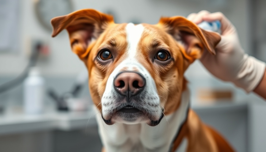 Dog receiving rabies shot at vet clinic, healthy and calm.