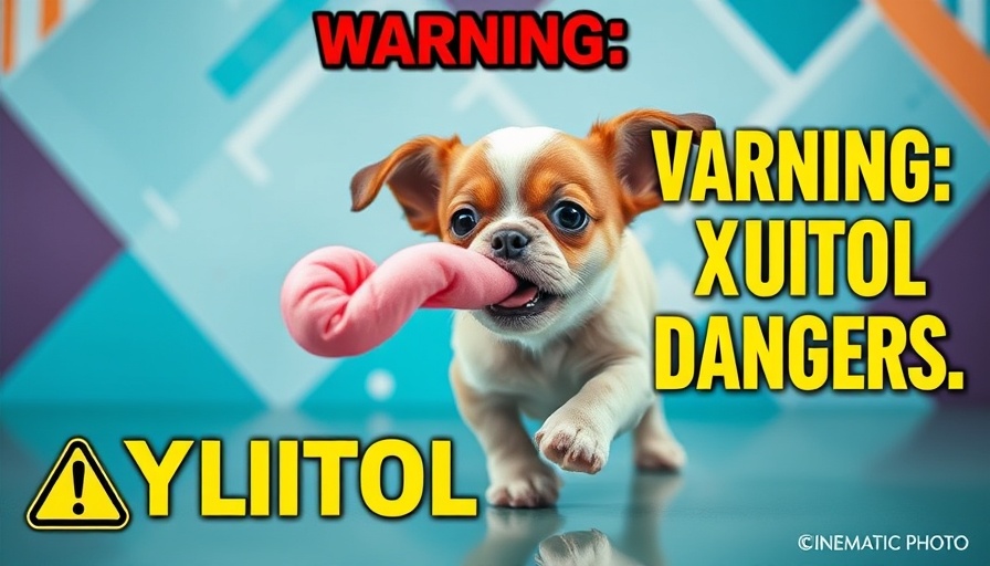 Warning sign about xylitol poisoning in dogs with small dog.