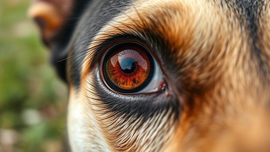 Close-up of a dog's bloodshot eye, highlighting dog eye care and canine conjunctivitis.