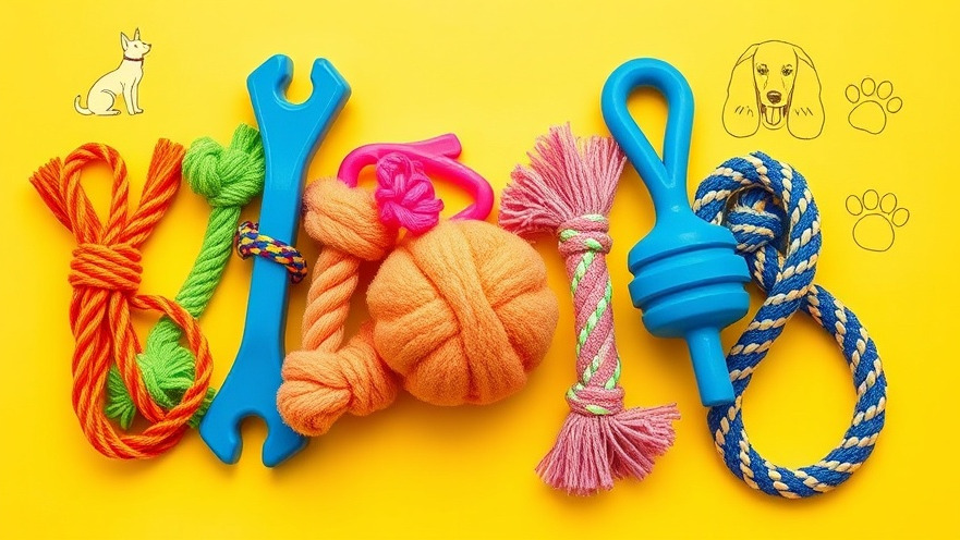 Colorful pet toys highlighting microplastics in pet toys and pet health hazards.