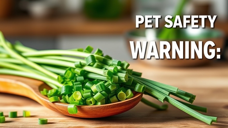 Chopped chives with pet safety warning, highlighting allium family dangers.