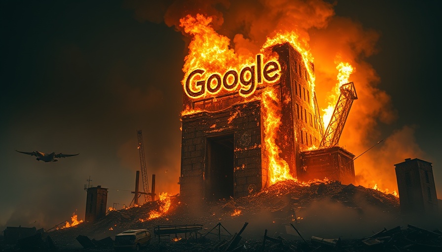 Dramatic image of Google logo in chaos symbolizing search ranking volatility.