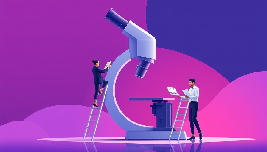 Abstract illustration of people with a giant microscope, relating to Google Page Quality Guidelines.