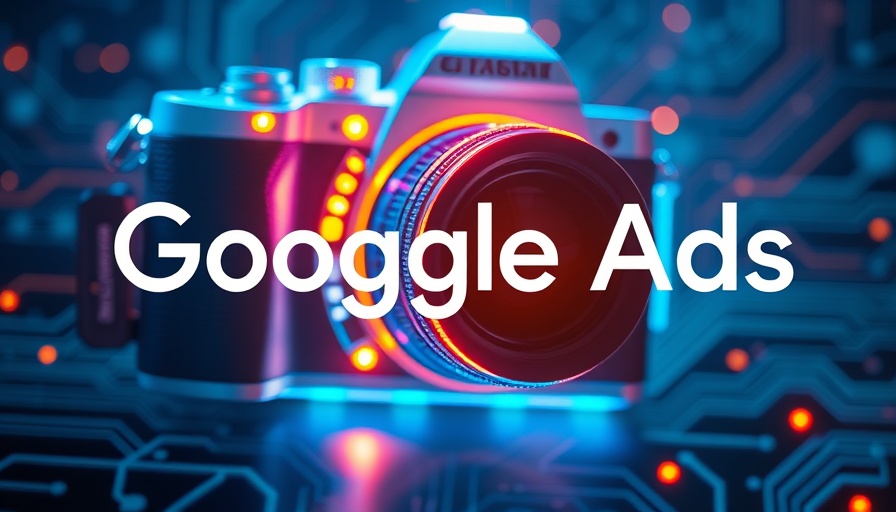 Futuristic camera with Google Search Video Ads logo overlay.