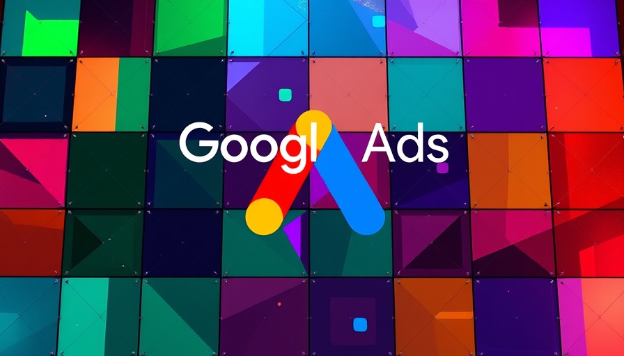 Colorful Google Ads logo on vibrant geometric background.