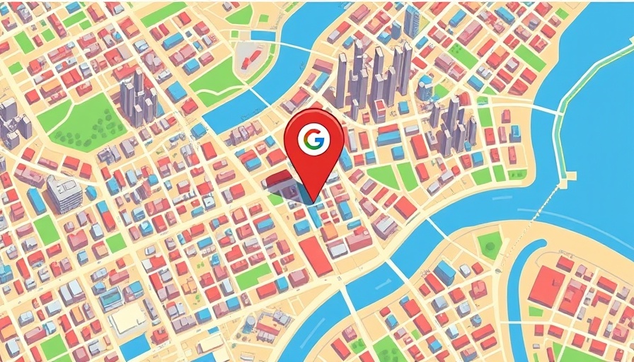 Stylized city map with Google Maps pin emphasizing service areas.