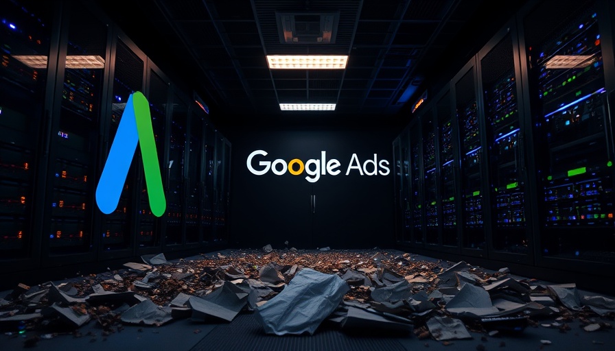 Google Ads API outages visualized in a dramatic server room.