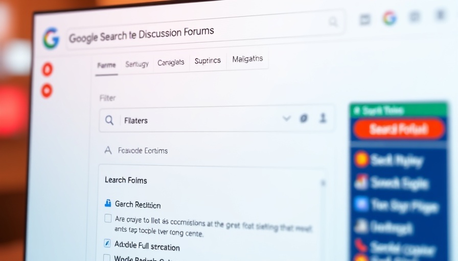 Google Search Console interface with forum filter feature.