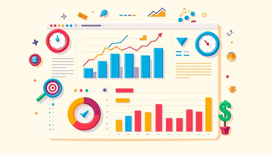 AI Marketing Strategy visual illustration with charts and icons.