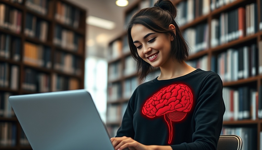 AI in Marketing Education concept with woman studying in library