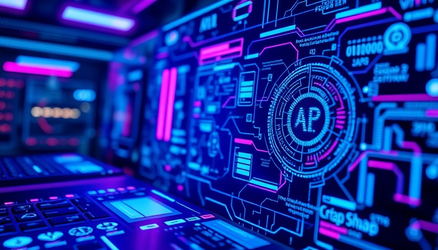 Futuristic AI interface showing data and interaction, vibrant neon colors.