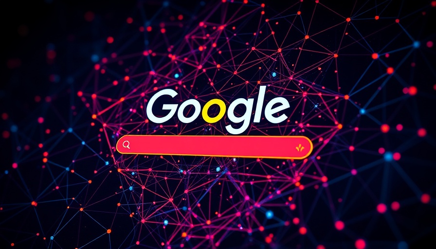 Futuristic Google search interface with AI mode update.