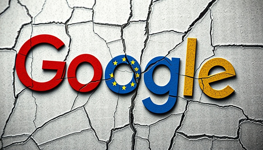 Google and EU logo cracked, symbolizing conflict. EU fines Google $3.5 billion.