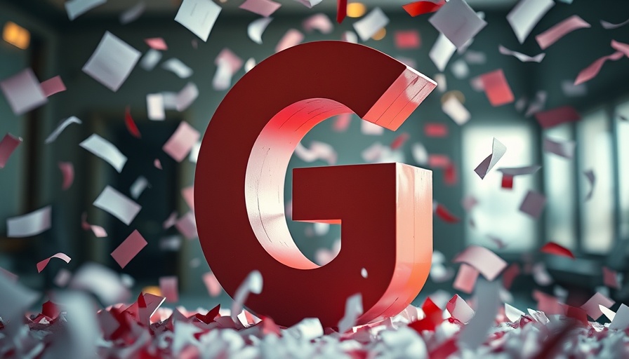 Colorful 3D G with floating papers, traditional TLD theme.