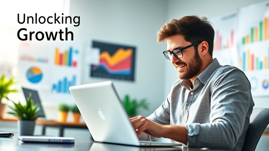 Small business owner utilizing automated SEO strategies in a vibrant workspace.