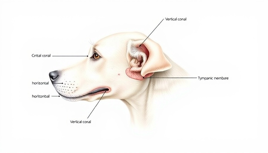 Detailed dog ear anatomy illustration, focused on ear care for your dog.