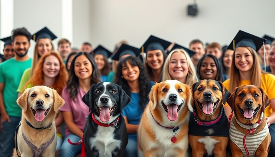 Group celebration at service dog graduation ceremony.